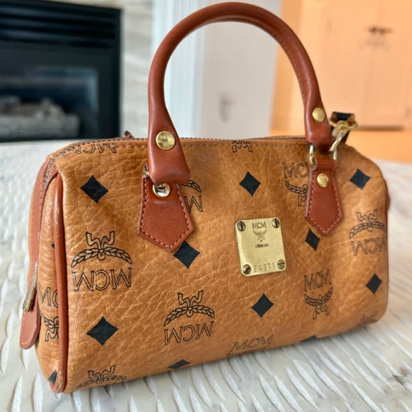 Authentic MCM Mini Speedy Boston Cognac Bag - Picture 7 of 10